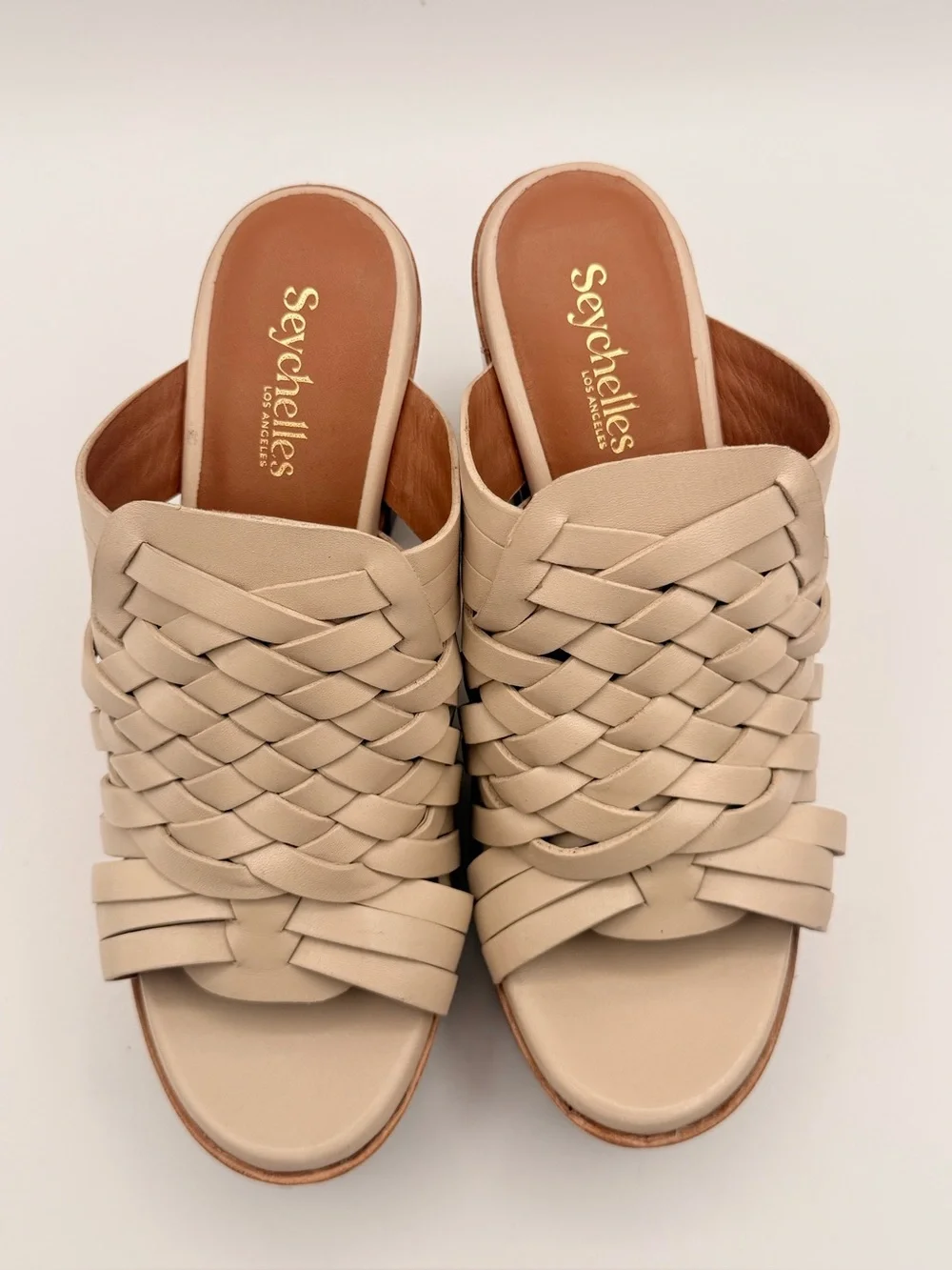SEYCHELLES Make You Mine Leather Platform Sandals Off White Size 8